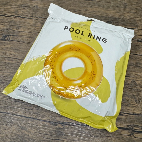 Gold glitter pool ring, Sunny Life gold disco pool ring, brand new NIB - Picture 4 of 7